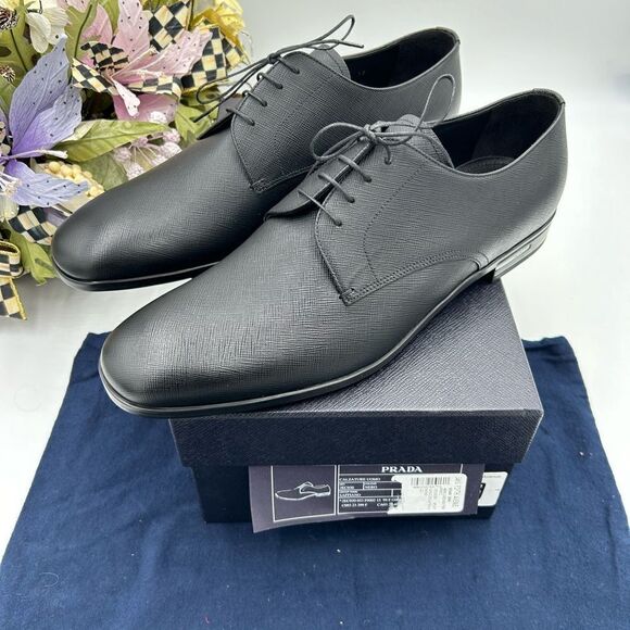 Men’s Prada, leather lace up dress shoes, size 12 made in Italy - Picture 1 of 11